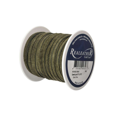 28-9031.SLC.02.jpg Lace Suede Dark Olive 1/8" x 25yd Image