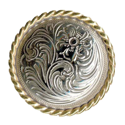 115-178604.SLC.jpg 1" Floral Rope Concho - Silver Plate/Gold Plate Image