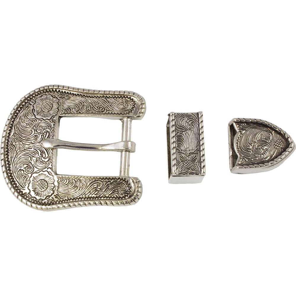 4-06246.SLC.jpg ¾" Floral Buckel Set - Antique Nickel Plate Image